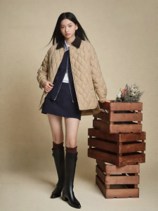 BOSIDENG | Lightweight Shiny Retro Checkered Quilted Down Jacket