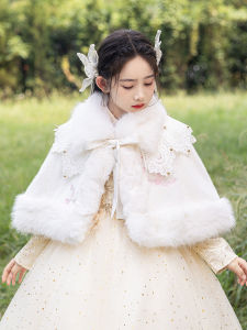 Thickened Fleece Childrens Coat Windproof Outdoor Outerwear Princess Style Polyester Fiber Windbreaker for Girls