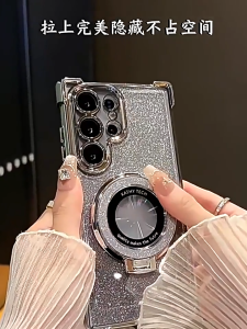 เปลือกโทรศัพท์มือถือ Samsung Galaxy เปลือกกันกระแทกถุงลมนิรภัยสี่มุมป้องกันการตกของโทรศัพท์มือถือ ขาตั้งแม่เหล็ก S25 Plus S24 Ultra S23 FE S22 S21 S20 A15 A35 A34 A53 A54 A55 A05S