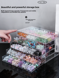 Transparent Beaded Storage Box for Jewelry Making Handcraft DIY Material Accessories with Compartments Drawer Style