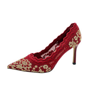 YX | Stylish Pointed High Heels Elegant Red Pumps