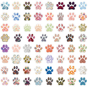 Waterproof Dog Paw Print Stickers 60 Pieces Cartoon Animal Claws Personalized Fun Childrens Reward Scrapbooking Decorations