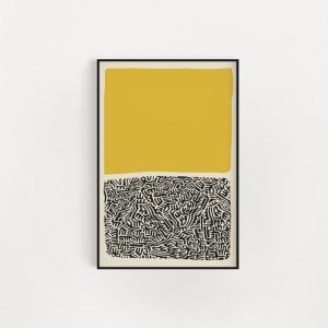 Modern Yellow and Black Abstract Printingretro Art Canvas Painting Wall Artliving Room Apartment Decoration Poster Frameless