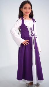 Lahalloween Kids Girls Gothic Renaissance costume long flare sleeve Queen gown dress for Carnival party vampire dress up