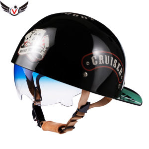 V Retro Gangster Personality Baseball Cap Men and Women Motorcycle Helmet Scoop Helmet Cap Electric Car Baseball Cap Half Helmet