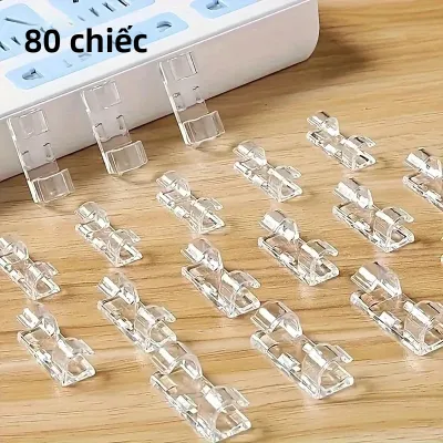 100 Cái Kẹp Cáp Dính Trong Suốt Giá Đỡ Dây Nhựa Cho Quản Lý Đường Dây Điện Sắp Xếp Trên Tường Trên Bàn