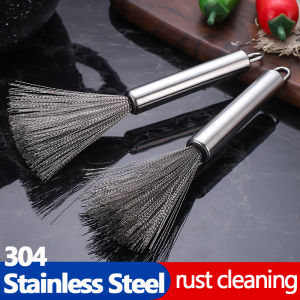 304 Stainless Steel Kitchen Rust Pot Cleaning Brush Super Strong Decontamination Brush Hangable Kitchen Stain Pan Bowl Cleaning Tools