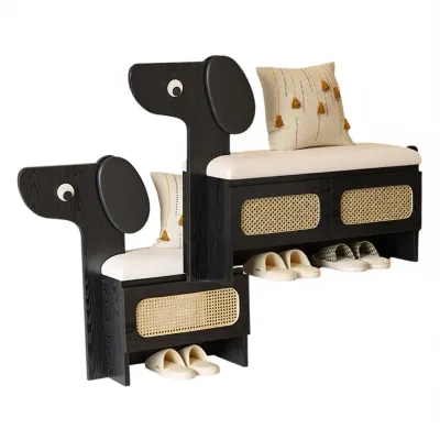 QINREN | Cute Creative Wooden Shoe Bench with Storage