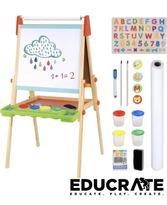 Tooky Land 3 in 1 Deluxe Standing Easel (Whiteboard blackboard Painting Roll)