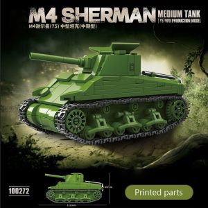M4 Sherman 75 Medium Tank Mid Range Tank Model Heavy Tank Building Blocks Toys DIY Assembly Toys Xmas Gift