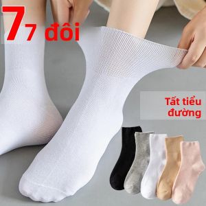 7 Đôi Tất Nữ Không Gây Bó Sát Dành Cho Người Tiểu Đường Thoáng Khí Thoải Mái Chất Liệu Dệt Kim Polyester Pha Elastane Kiểu Ống Trung Bình Dành Cho Người Già Phụ Nữ Mang Thai Và Người Có Bàn Chân To.