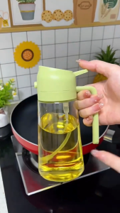 NAJIA 2-In-1 Oil Dispenser Bottle 470Ml Glass Oil Sprayer Dispenser Bottle Condiments Organizer Bottle Cooking Oil Container Bottle