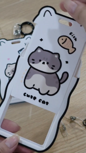 [พร้อมส่ง] Card Holder ที่ใส่บัตรลายน้องแมวมินิมอลสุดคิ้วท์ สำหรับนักเรียน พนักงาน ออฟฟิศ ฯลฯ Biangels