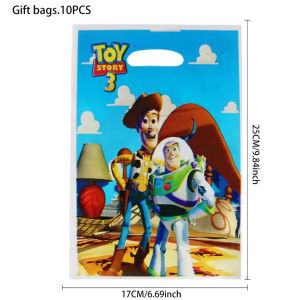 Bandai | 10~100pcs Toy Story Themed Birthday Gift Bags Plastic Candy Treasure Bags with Handles Suitable for Party Favors and Giveaways