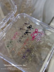 Nich Nail Ornament Material Ins Korean Style Hand Twist Iron Wire Bows Finished Product Super Cute Thin Thick Nail Rhinestone Ornament