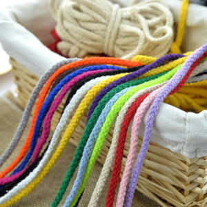 Colorful Cotton Rope 5mm Thick 10m DIY Handwoven Cotton Thread Rope Eight Strand Binding Rope for Bag Drawstring Cap