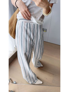 Beach Casual Pants Linen Wide Leg Pants Color Woven Embroidery High Waist Trousers for Women MEIYANG 60 Series