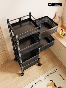 Rotatable Multifunction Mobile Storage Rack