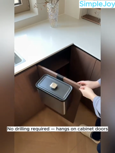 SJorage Stainless Steel Kitchen Trash Can with Lid 9L Wall Mounted Cabinet Door Hanging Bin
