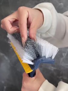 4 in1 Floor Cleaning Brushes V-Bristles Multi-Functional Bathroom Brush Long Handle Floor Scrub Brush Rotatable Removable Brush for Cleaning Windows Gap Crevice