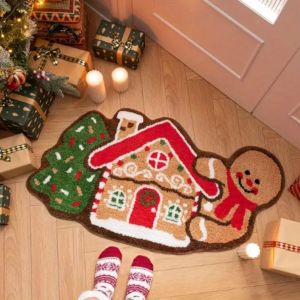 VIKAMA Christmas Welcome Doormat Non-slip Soft Absorbent Bathroom Floor Mat Front Door Living Room Bedroom Carpet Home Decor
