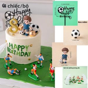 Đồ Trang Trí Bánh Hình Cầu Thủ Bóng Đá Búp Bê Cầu Thủ Bóng Đá Cho Tiệc Sinh Nhật Trẻ Em Chủ Đề Thể Thao Trang Trí Bánh Cupcake Chất Liệu PVC