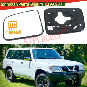 Driver Left Side Heated Wing Mirror Glass Angle Rearview Mirror with Base for Nissan Patrol Safari Y61 1997-2013