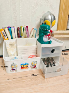 กล่องเก็บของสำหรับจัดระเบียบบนโต๊ะทำงาน กล่องเก็บของ 5 ช่อง กล่องเก็บของน่ารักสำหรับนักเรียนประถมศึกษา กล่องเก็บของ 4 ช่อง กล่องเก็บของสำหรับหอพักนักศึกษา