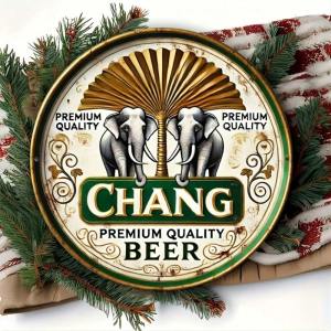 CIFbuy | Biển Hiệu Thiếc Cổ Điển Chang Beer Hình Voi 8x8 Inch Tranh Nghệ Thuật Kim Loại Retro Trang Trí Nhà Quán Bar Gara Phòng Riêng Cho Nam Giới
