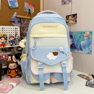 OUDENGPAI | High Capacity School Bag For Junior High Girls Sweet College Style Dual Shoulder Bag With Soft Handle Medium Hardness Bag