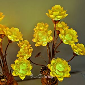 Đèn Bình Hoa Sen Lưu Ly 5 Bông 7 Bông 9 Bông Led Đổi Màu CHÂN THIỆN MỸ Đèn Trang Trí Bàn Thờ Gia Tiên