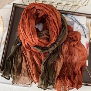 WomenS Bohemian Gradient Blue Scarf Lightweight Soft & Breathable Ruffled Shawl Perfect for Beach Vacations & Casual Outings