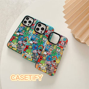 Tide brand High-end soft material phone case for iphone 15 15pro 15promax 15plus 14 14pro 14promax 13 13pro 13promax Cartoon toy friends doodle 12 12pro 12promax 11 11promax High quality new design x xr xsmax Black lens bezel protection 3 Colors POP