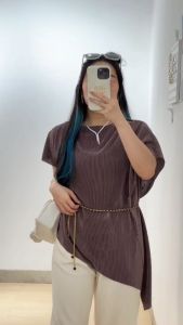 6164 Tania One Shoulder Plisket Top Blouse Atasan Wanita