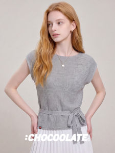 Cinch Waist Cut-Out Sleeveless Knitted Vest