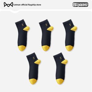 Miiow | Mens Summer Thin Breathable Pure Cotton Sports Socks Cat Man Mid-Calf Mesh Antibacterial Sports Socks Comfortable Cotton Socks