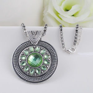 Vintage Jewelry Bohemian Tibetan Silver Color Chain Necklace Retro Alloy Pendant Stylish Accessory for Women