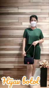 Setelan Crop Wanita Lengan Pendek Rayon Spandek Premium/Set Wanita Lengan Pendek Allsize Kekinian