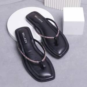 BELLEZA Sandal Flat SAFI WHITE | sendal jepit santai wanita | sandals pergi / rumah flats cewek perempuan beleza shoes official terbaru