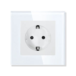 UBARO | UBARO 86×86mm EU Schuko Wall Socket 16A 250V Tempered Glass Panel Fireproof PC Base 3500W Max for EU Home Office Hotel Elect