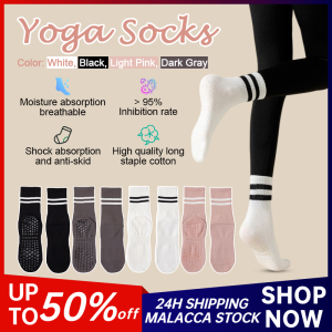 Anti-Slip Bottom Yoga Socks Pilates Ballet Socks Womens Cotton Medium Tube Zumba Fitness Socks Workout Sport Socks Stokin