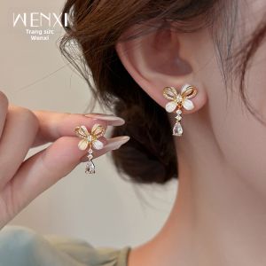 WENXI | Cats Eye Inspired Bow Earrings Light Luxury High Sense