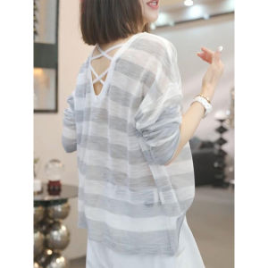 Shalldoer | ชุดสองชิ้นแฟชั่นเกาหลีสำหรับผู้หญิงในช่วงฤดูร้อนปี 2025 ชุดกางเกงขากว้างลายทางกันแดดแบบหลวมๆ สบายๆ ลำลอง