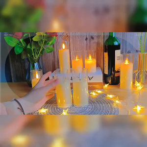 LED Flameless Candles  Acrylic Simulation Glass Battery Operated Candles Warm Color Flickering Light for for Wedding Party Christmas Decor