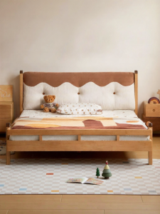WEISHA | Solid Wooden Soft Back Childrens Bed