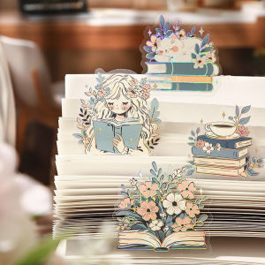 1pack/3pack Journey Reading corner Stamping 10pcs/pack Bookish Sticker Handbook DIY Decoration Collage Material Stickers