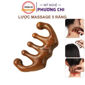 Lược Gỗ 5 Răng Massage Đa Năng Dùng Ấn Huyệt Vùng Đầu Giúp Lưu Thông Khí Huyết | Mỹ Nghệ Phương Chi