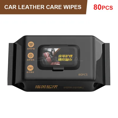 SEAMETAL 80pcs/bag Car Interior Cleaning Wipes Multi-function Car Dashboard Seat Leather Nursing Brightening Wipes Car Wash Care