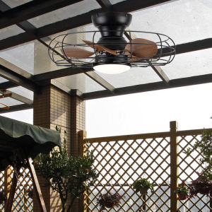 Outdoor Aluminum Leaf Waterproof Fan Light Canopy Gable Roof Balcony Glass Sunroom Ceiling Fan Light Remote Control Reversible