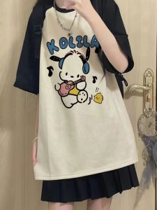 Loose Cotton Half Sleeve T-Shirt Shoulder Insert Design Comfortable Breathable Summer Top for Teenage Girls And Boys